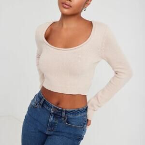 NEW GARAGE Cropped Sweater in Pebble Grey